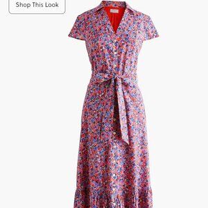 J. Crew Factory Floral Tie-Waist Midi Dress
